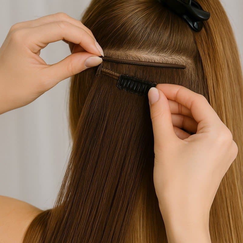 Haarverlängerung und Haarverdichtungen beim Extensions Profi in Frankfurt 4 Clip-In-Extensions im Frankfurter Friseursalon Muscat HairArtist