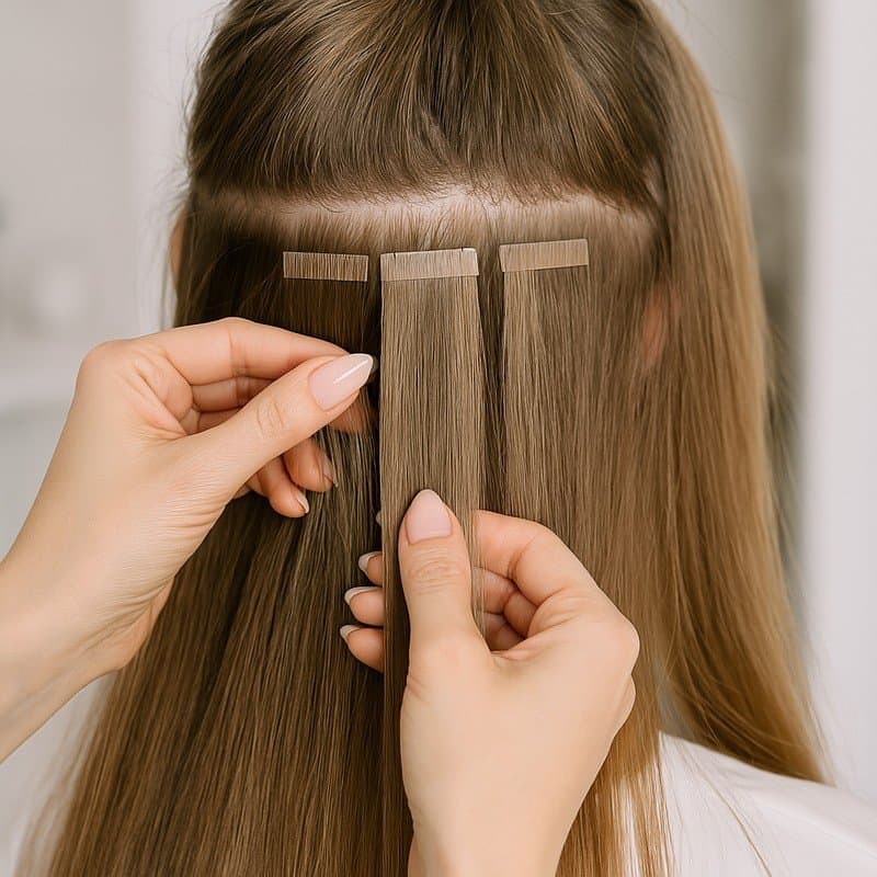 Haarverlängerung und Haarverdichtungen beim Extensions Profi in Frankfurt 2 Tape-Extensions im Frankfurter Friseursalon Muscat HairArtist